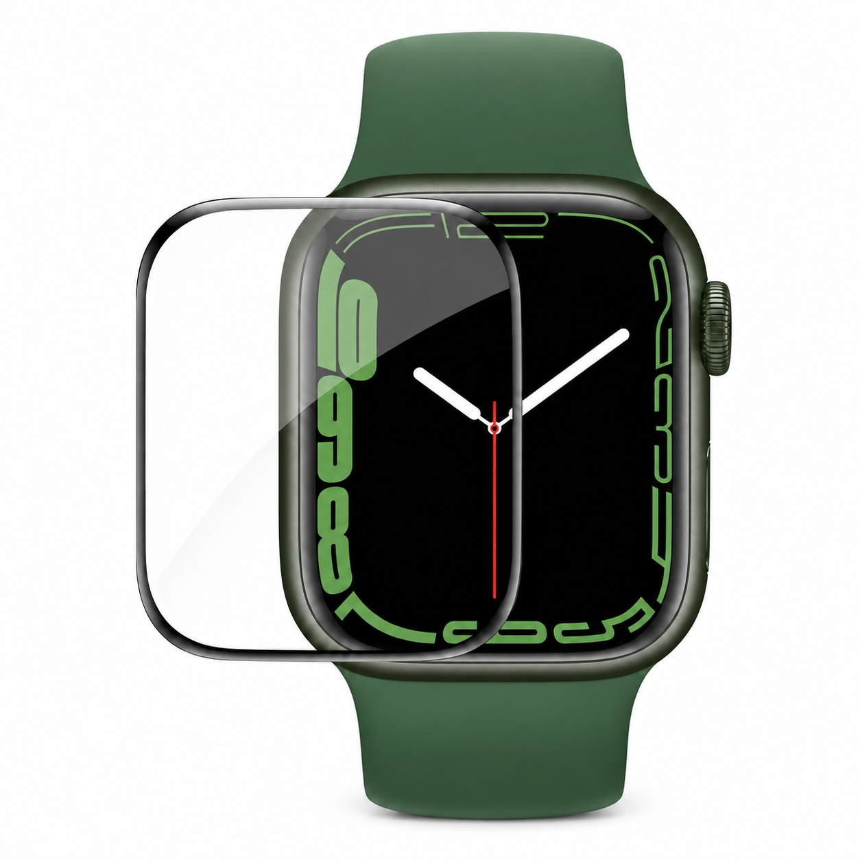 Screenprotector bij het afgebeelde horloge, op wit; horloge niet inbegrepen.